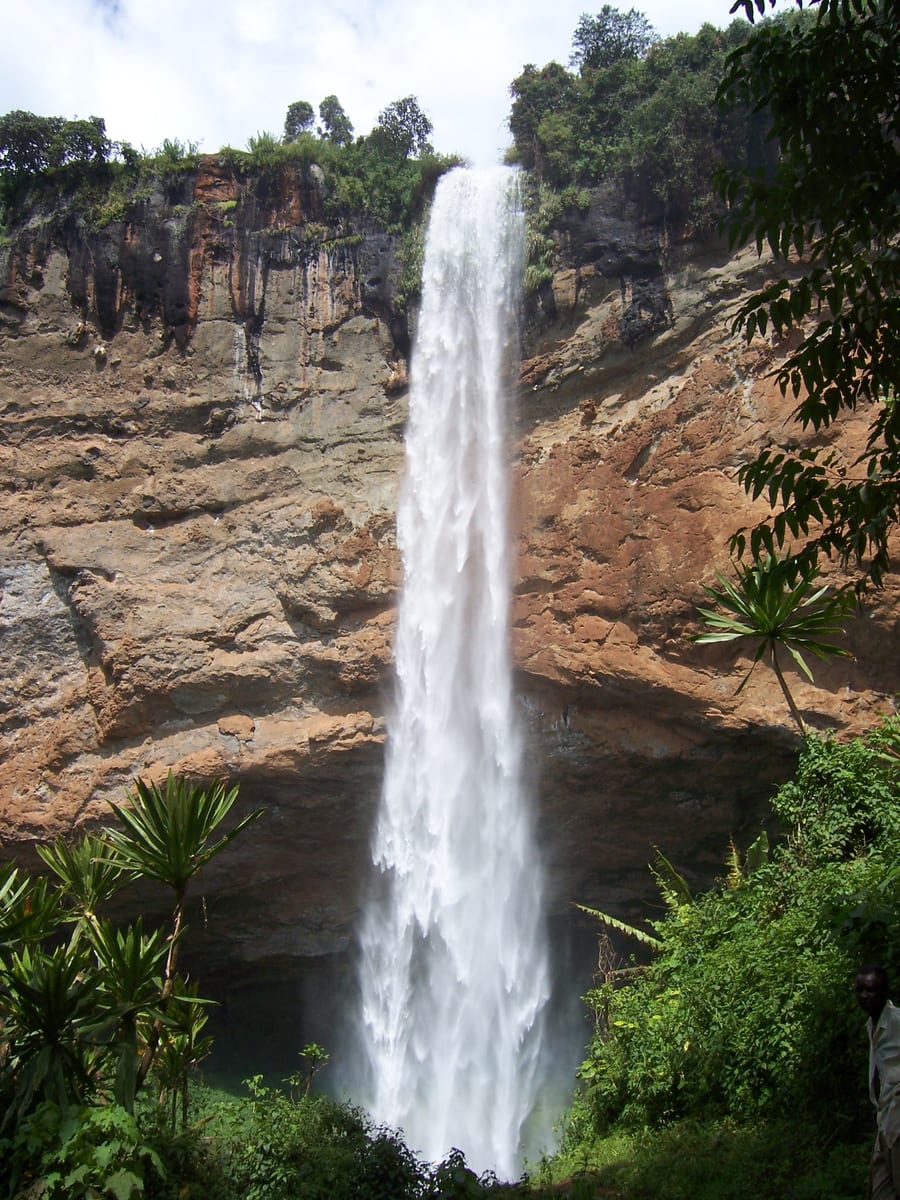 The main drop of Sipi Falls in eastern Uganda